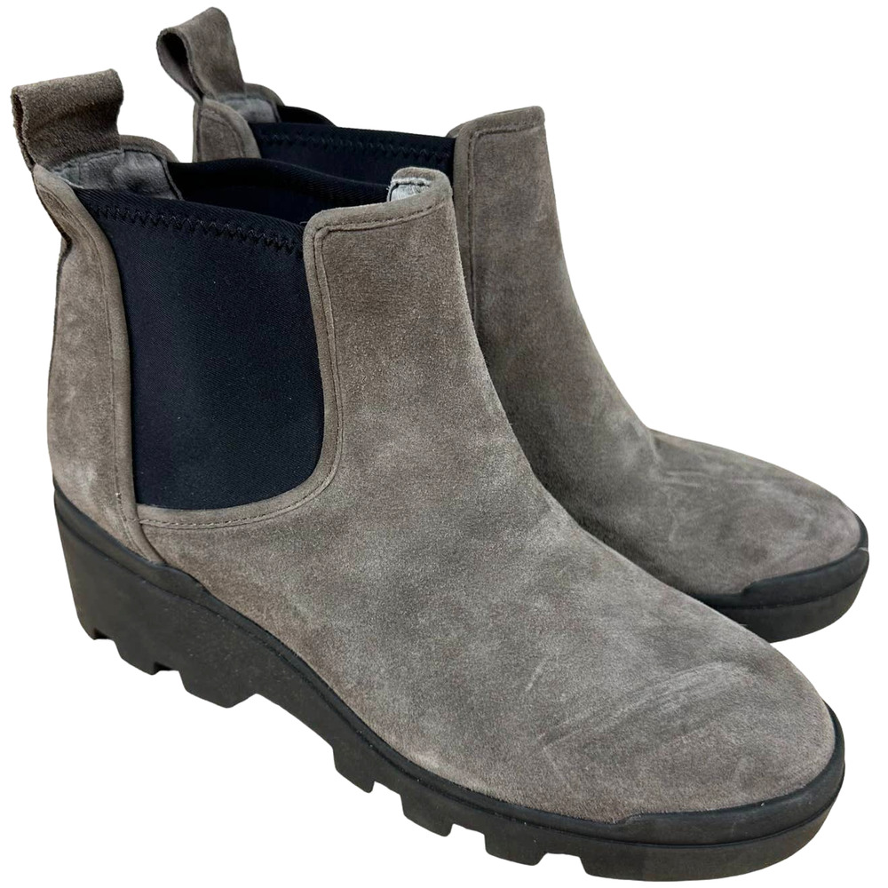Eileen Fisher NWOB Splash Waterproof Suede Bootie Size 11 Gray Wedge Heel
